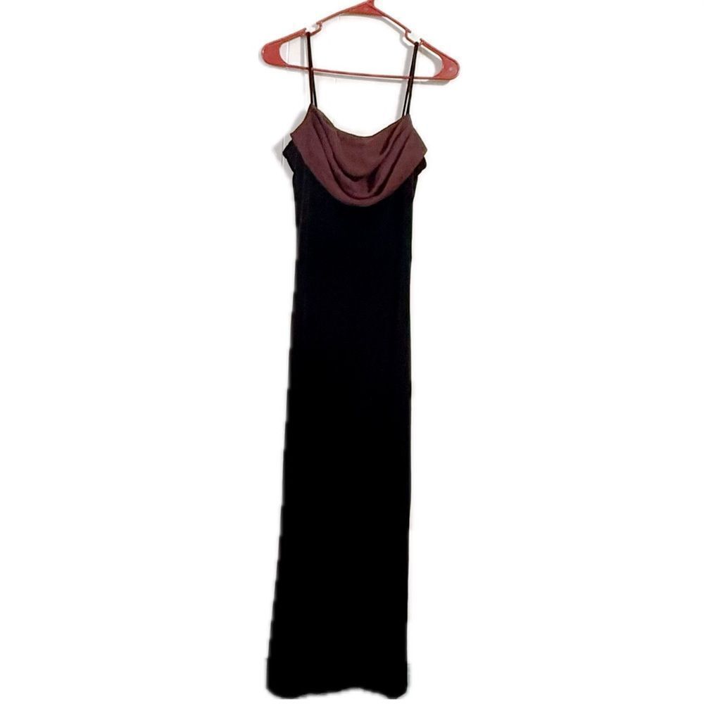 Onyx Nite Black‎ and Red Cowl Neck Slip Gown